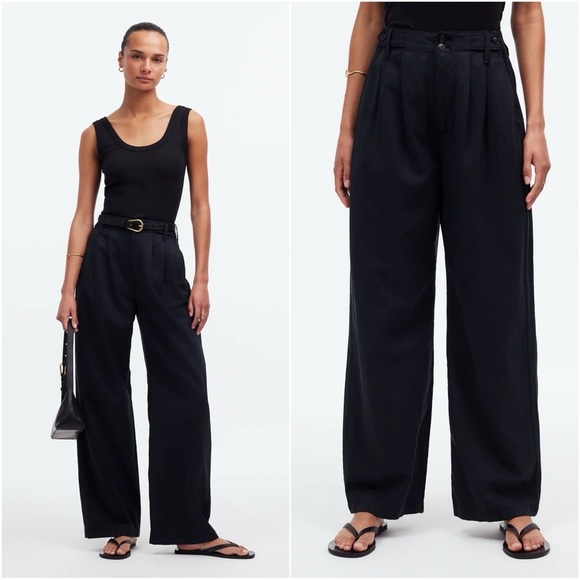Madewell Pants - Madewell Pants The Petite Harlow Wide-Leg High Rise True Black 0P